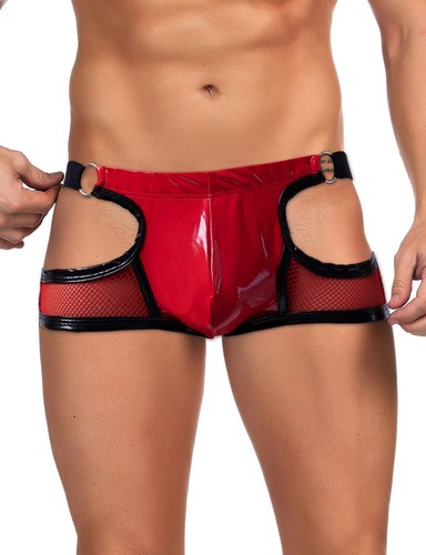 Men red leather look - men's,