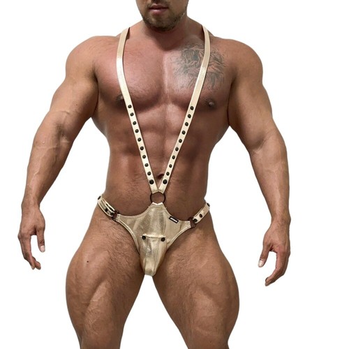 Men leather thongs jockstrap - leather,