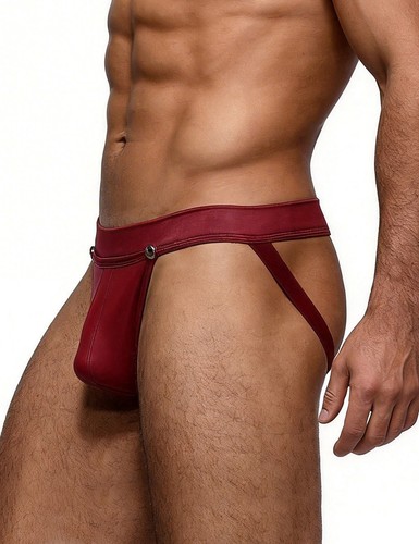 Men red wine leather look - red,
