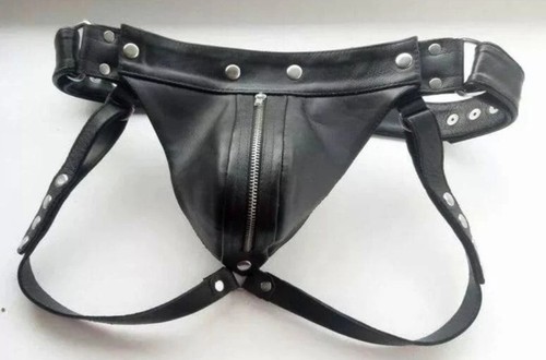Men real leather jockstrap - real,