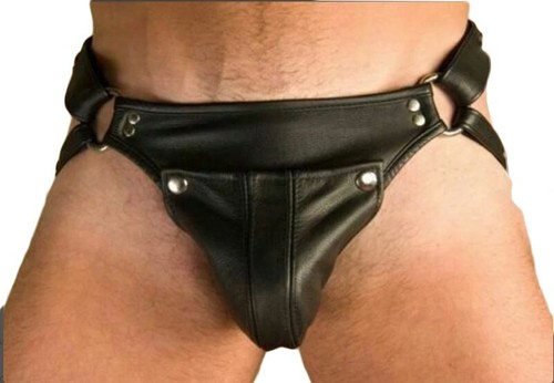 Men leather thong - leather,