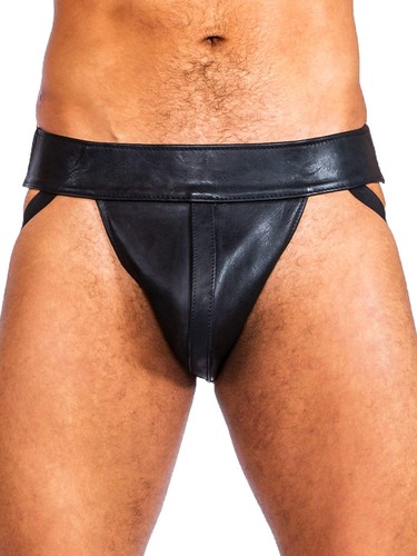 Raw bondage male leather jock - bondage,