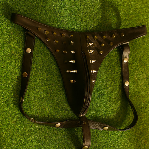 Mens real leather - leather, jockstrap